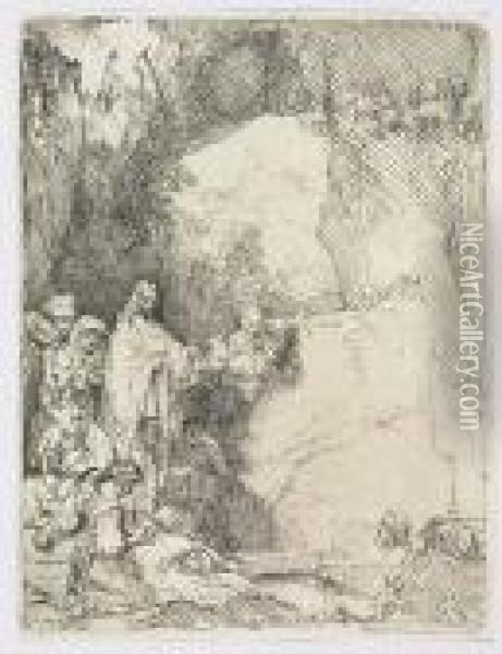 The Raising Of Lazarus: Small Plate<</b> Oil Painting - Rembrandt Van Rijn