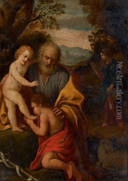 La Sainte Famille Avec Saint Jean-baptiste Oil Painting - Simone Cantarini Il Pesarese