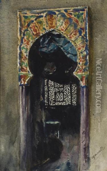 Porte De Mosquee Andalouse Oil Painting - Henri Alexandre Georges Regnault