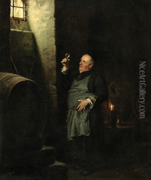 Bruder Kellermeister Bei Der Weinprobe Oil Painting - Eduard von Gruetzner