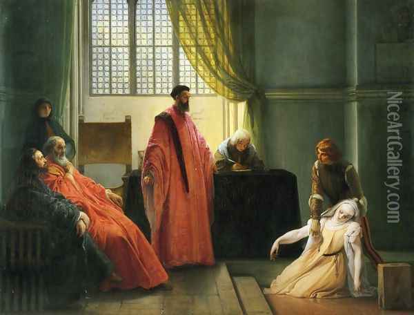 Valenza Gradenigo before the Inquisitor Oil Painting - Francesco Paolo Hayez