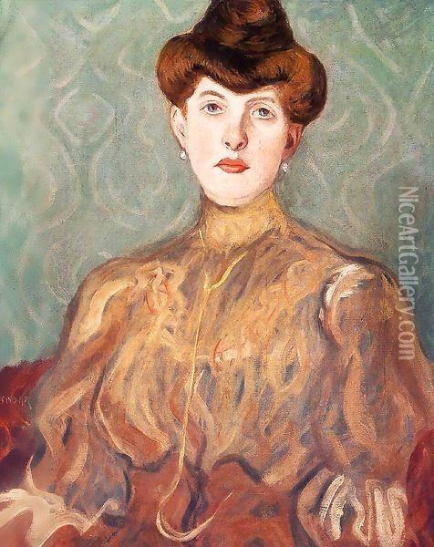 Portrait of the Artist's Wife 1907 Oil Painting - Aurel Bernath