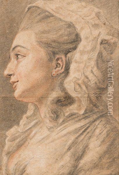Profile Portrat Of A Lady Oil Painting - Gilles I Demarteau