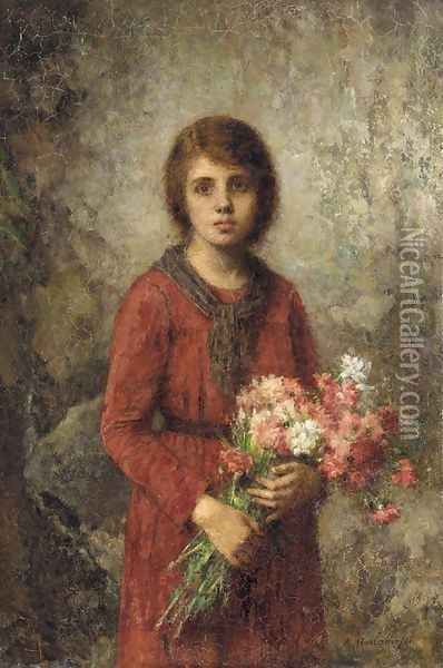 Artist-s daughter Oil Painting - Alexei Alexeivich Harlamoff