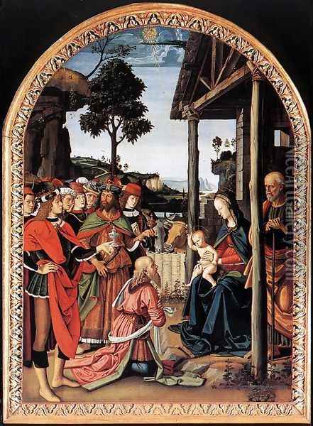 Adoration of the Kings (Epiphany) c. 1476 Oil Painting - Pietro Vannucci Perugino