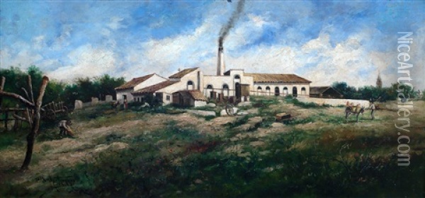 La Fabrica Oil Painting - Jose Montenegro Cappell