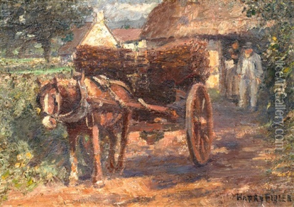 A Cartload Of Hurdles Oil Painting - Harry Fidler