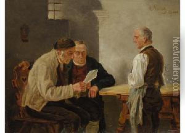 Zeitungslekture In Der Bauernstube Oil Painting - Alfons Spring