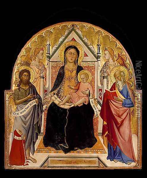 Madonna and Child with Sts John Baptist and Paul c. 1375 Oil Painting - Don Silvestro Dei Gherarducci