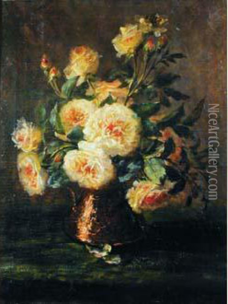 Bouquet De Roses Anciennes Oil Painting - Louis Letsch
