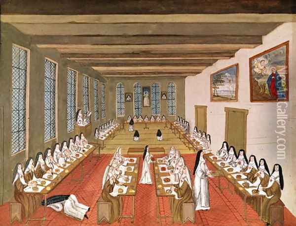 View of the Refectory, from 'L'Abbaye de Port-Royal', c.1710 Oil Painting - Cochin, Louise Madelaine
