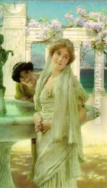 A Difference Of Opinion Oil Painting - Sir Lawrence Alma-Tadema