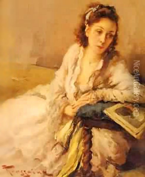 La Femme Accoudee Oil Painting - Ferenc Bolmanyi