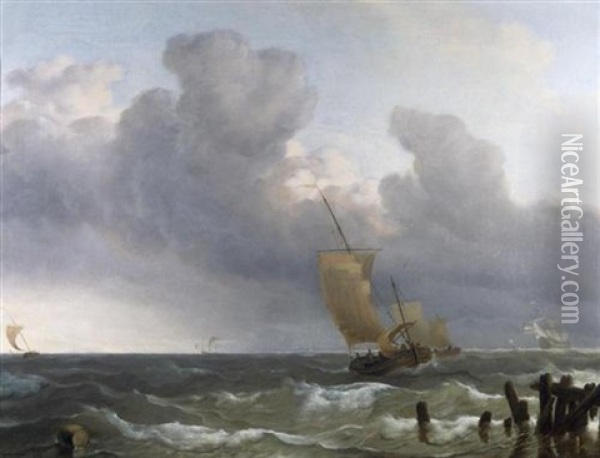 Marine. Segelschiffe Vor Der Hollandischen Kuste Oil Painting - Ludolf Backhuysen the Elder