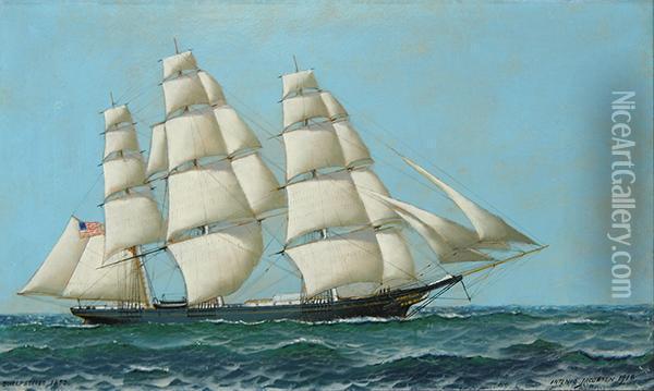 Clipper Ship Sweepstakes Oil Painting - Antonio Nicolo Gasparo Jacobsen