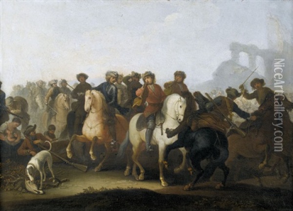 Ruckkehr Von Einer Reiterschlacht Oil Painting - Georg Philipp Rugendas the Elder
