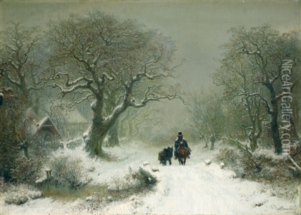 Winterlandschaft Oil Painting - Hermann Kauffmann the Elder