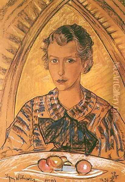 Portrait of Joanna Czaplicka-Rzepka Oil Painting - Stanislaw Ignacy Witkiewicz (Witkacy)
