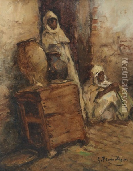 Le Repos Des Potiers Oil Painting - Gustave Flasschoen