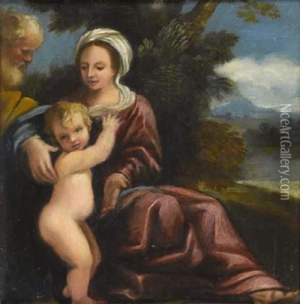 Le Repos De La Sainte Famille Pendant La Fuite En Egypte Oil Painting - Giulio Cesare Amidano