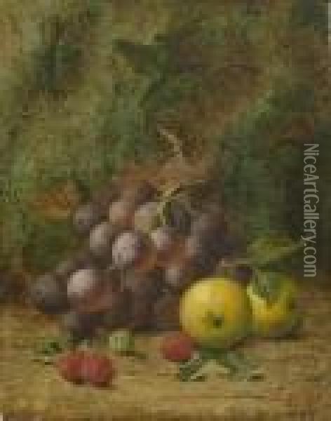 Weintrauben, Kleine Apfel Und
 Himbeeren Oil Painting - Oliver Clare