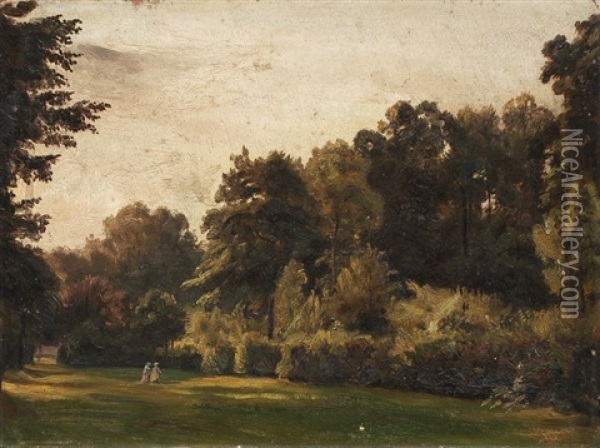 Parkszene Im Grosen Garten In Dresden Oil Painting - Christian Friedrich Gille