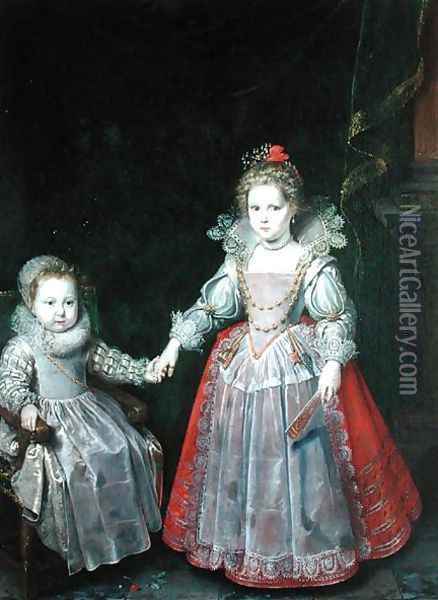 Philippe Emmanuel de Croy and his Sister Marie Oil Painting - Frans Pourbus the younger