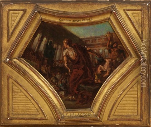 Ciceron Denoncant Verres Oil Painting - Eugene Delacroix