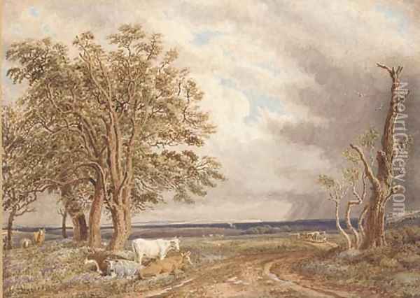 Near Minstead, New Forest, Hampshire, looking towards the Isle of Wight Oil Painting - William Turner