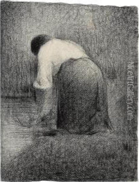 Femme Agenouillee Oil Painting - Georges Seurat