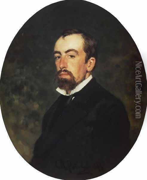 Portrait of painter Vasily Dmitrievich Polenov Oil Painting - Ilya Efimovich Efimovich Repin