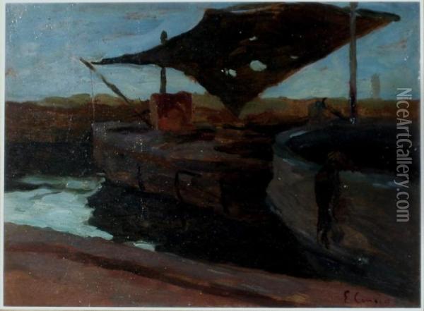 Barche Oil Painting - Edgardo Curcio