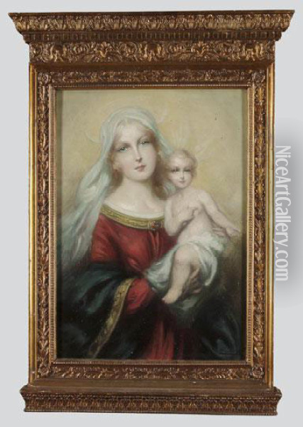 Maria A Gyermek Jezussal Oil Painting - Ferenc Innocent