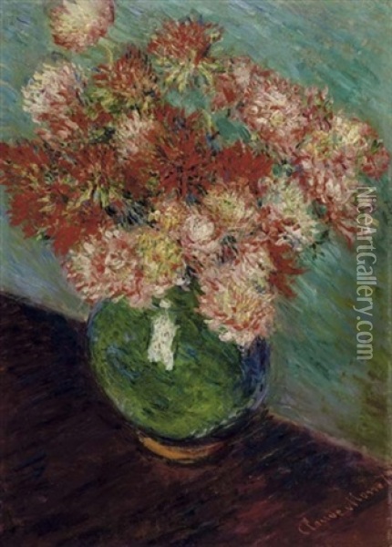 Vase De Chrysanthemes Oil Painting - Claude Monet