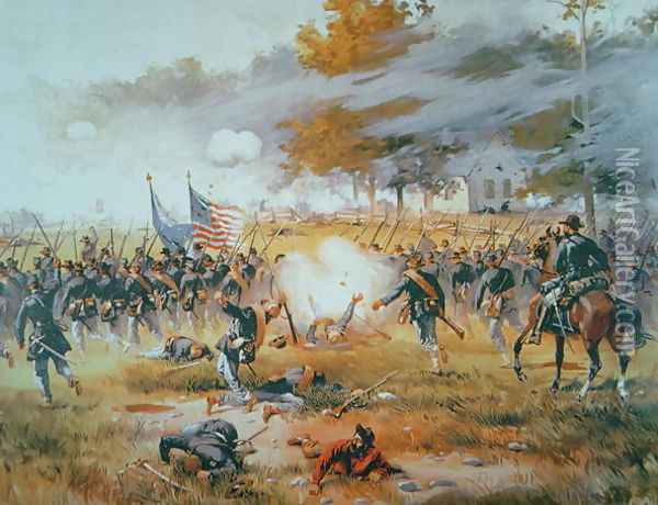 The Battle of Antietam, 1862 Oil Painting - Thure de Thulstrup
