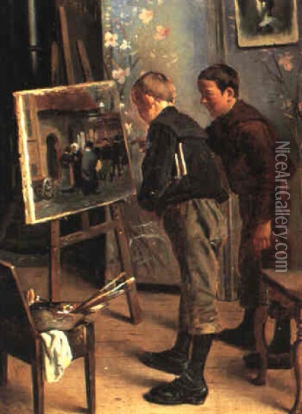 To Kunstkendere Oil Painting - Carl Carlsen