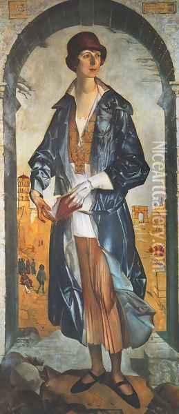 Portrait of Irena, the Artist's Wife Oil Painting - Ludomir Slendzinski
