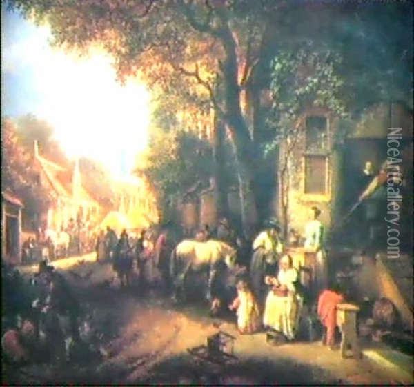 Marktfest In Hollandischer Stadt Oil Painting - Hendrik Jan Augustyn Leys