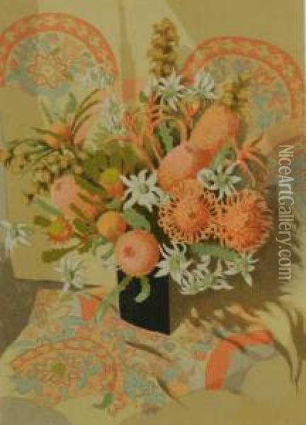 Kimono And Banksias Oil Painting - Flora T. Mccraig