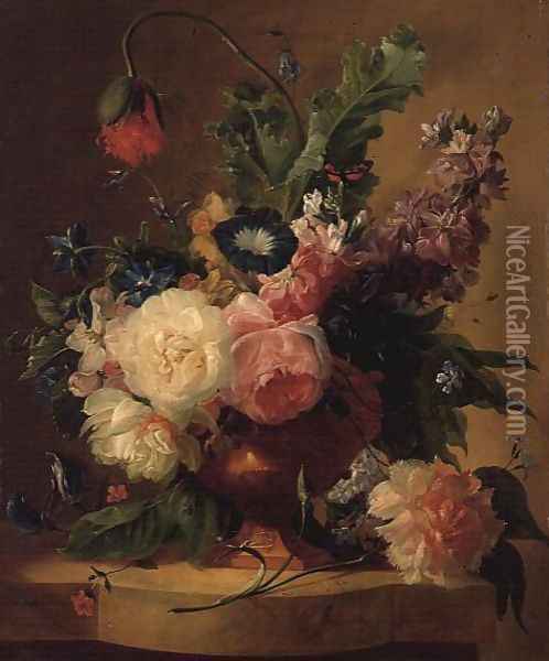 Flower Piece Oil Painting - Jan Van Huysum