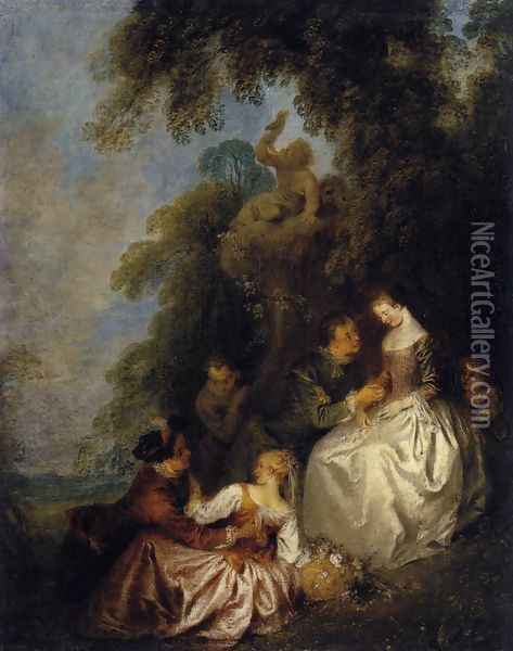 Conversation Galante 1720-23 Oil Painting - Jean-Baptiste Joseph Pater