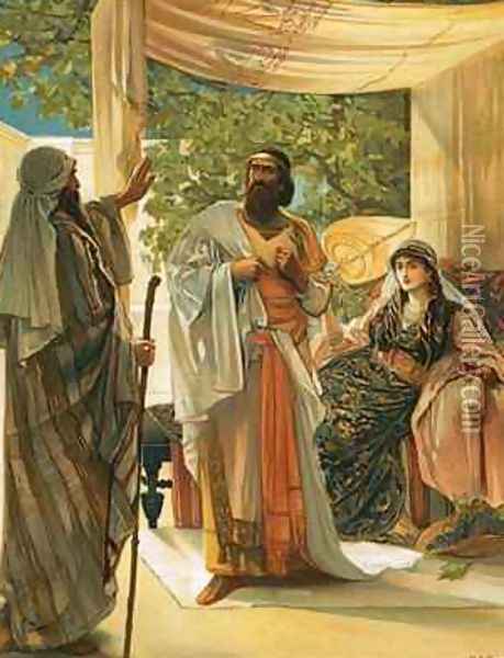 Elijah rebuking Ahab Oil Painting - Mary L. Gow