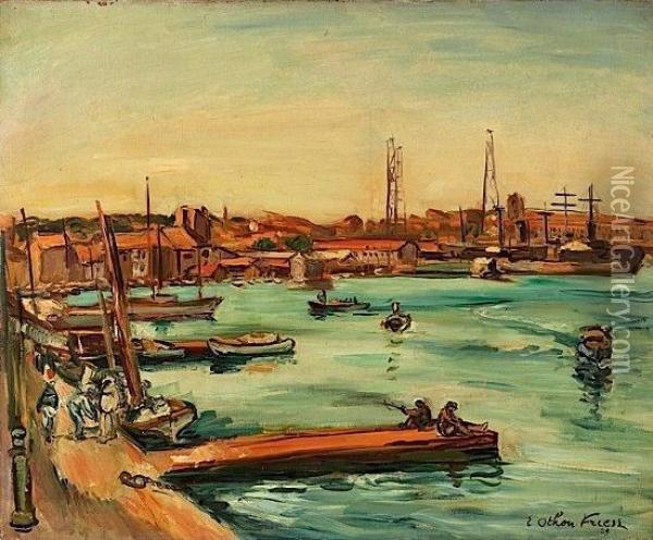 Port De Toulon Le Soir Oil Painting - Emile-Othon Friesz