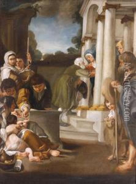 Joachim Es Anna Talalkozasa Az Aranykapunal Oil Painting - Bartolomeo Schedoni