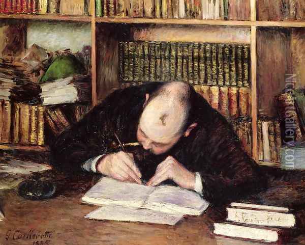 Portrait Of A Man Writing In His Study Oil Painting - Gustave Caillebotte