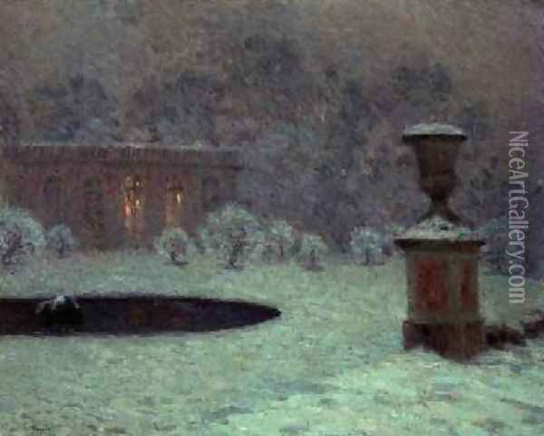 The Trianon Under Snow Oil Painting - Henri Eugene Augustin Le Sidaner