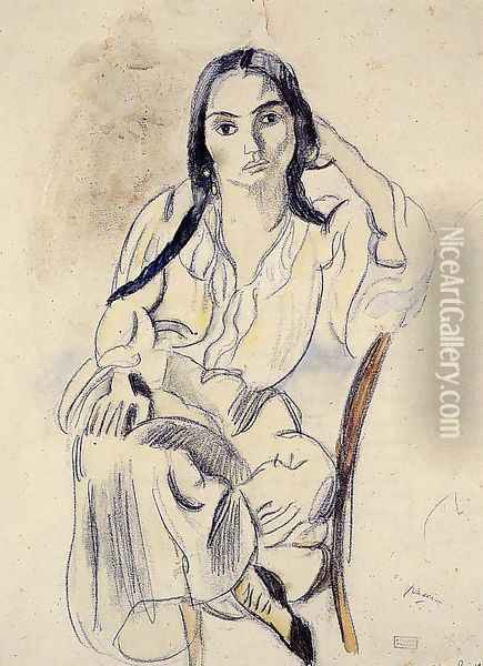 Gypsy Woman Oil Painting - Jules Pascin