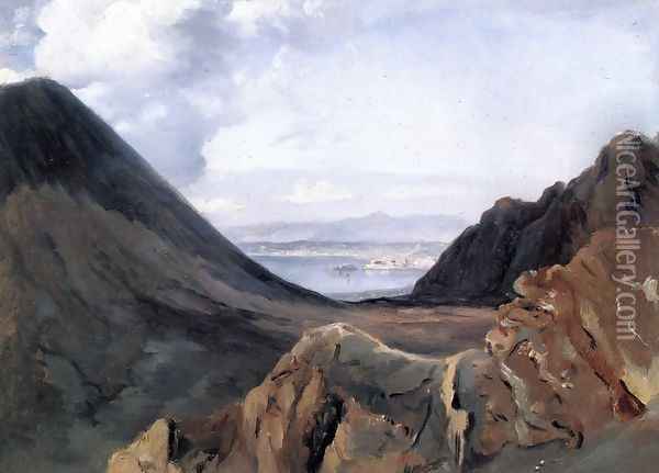 View of Naples from Vesuvius Oil Painting - Achille-Etna Michallon