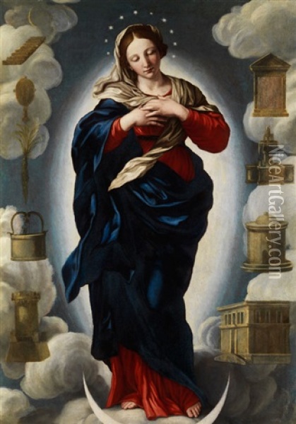 Madonna Immaculata Oil Painting - Giovanni Battista Salvi (Il Sassoferrato)