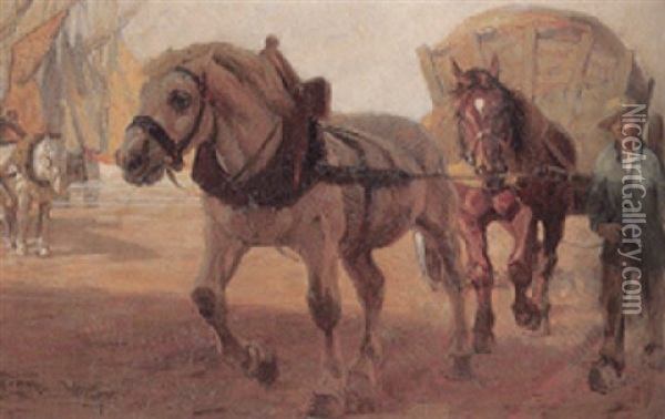 Tangwagen, Von Zwei Pferden Gezogen Oil Painting - Paul Ehrenberg